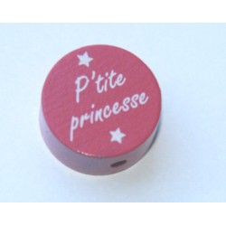 Perle bois P'tite princesse fushia