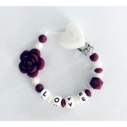Attache Tétine Personnalisable Fleur Aubergine