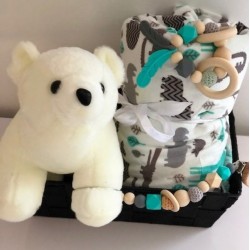 Panier naissance personnalisable Ours blanc