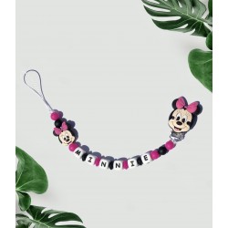 Attache Tétine Personnalisée Minnie Fushia