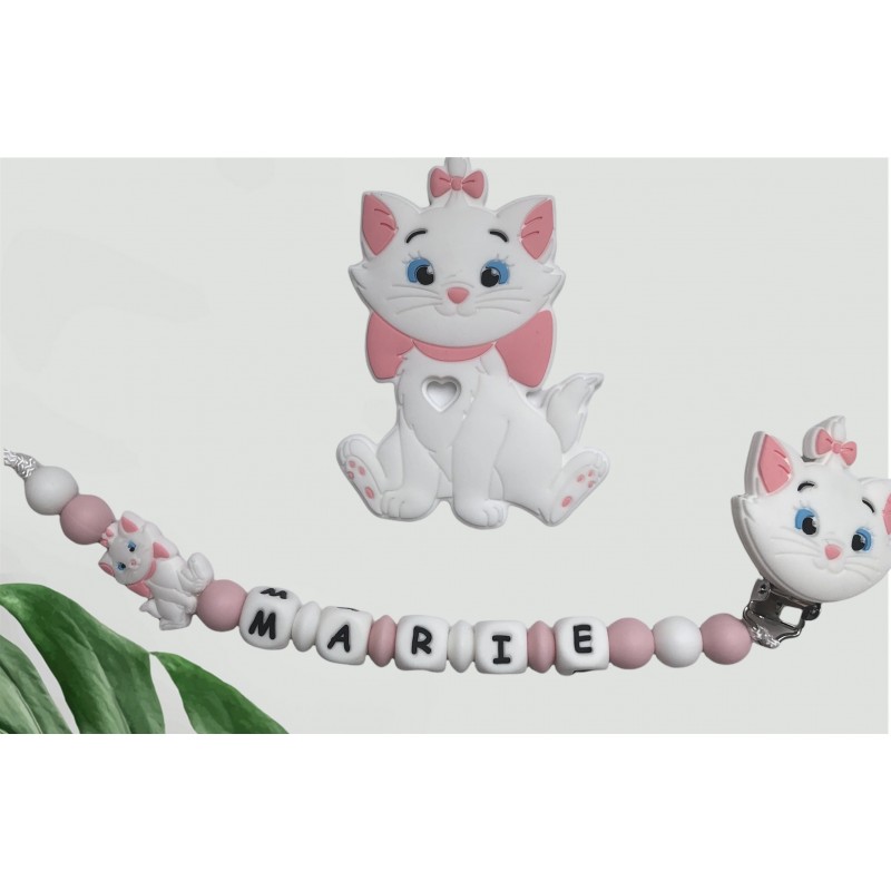 Attache tétine personnalisée silicone Marie disney