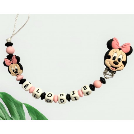 Attache tétine personnalisé en silicone minnie - Fait main avec