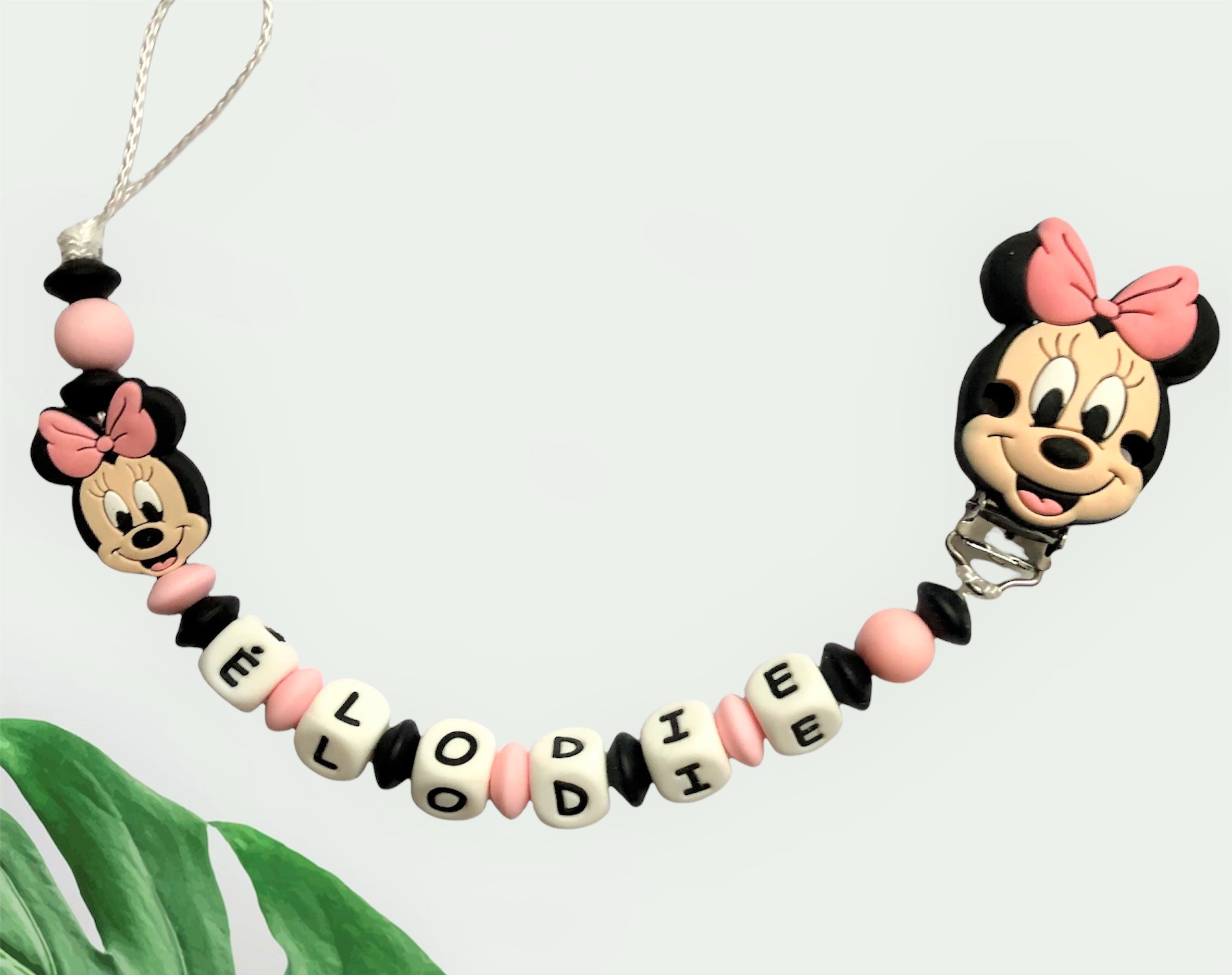 attache tétine ruban Mickey et Minnie