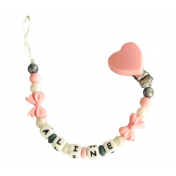 Attache Tétine Personnalisable Noeud rose