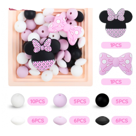 Kit attache tétine Minnie rose clair