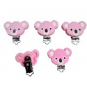 Lot de 5 Clip silicone Koala Rose