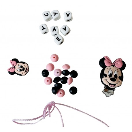Kit, DIY attache tétine Minnie Rose